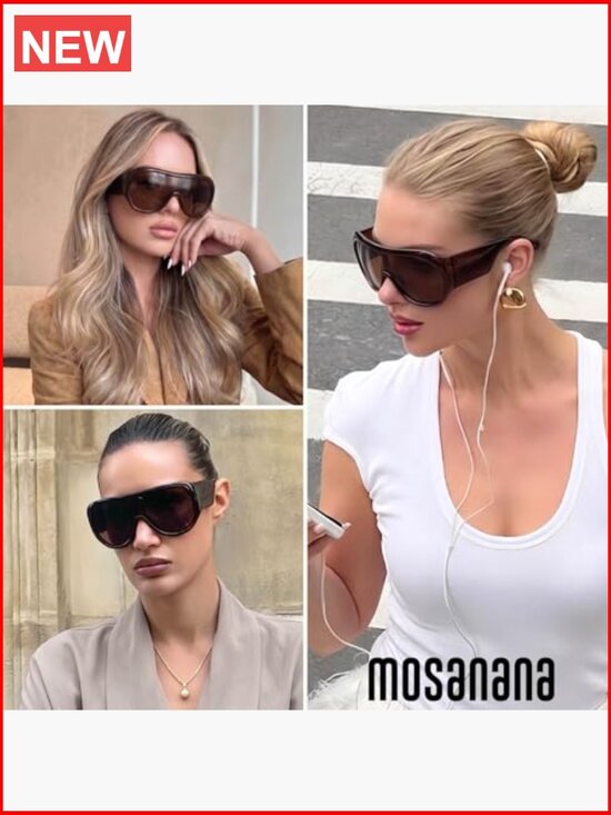 Retro Oversized Shield Sunglasses with UV400 Protection main image 5